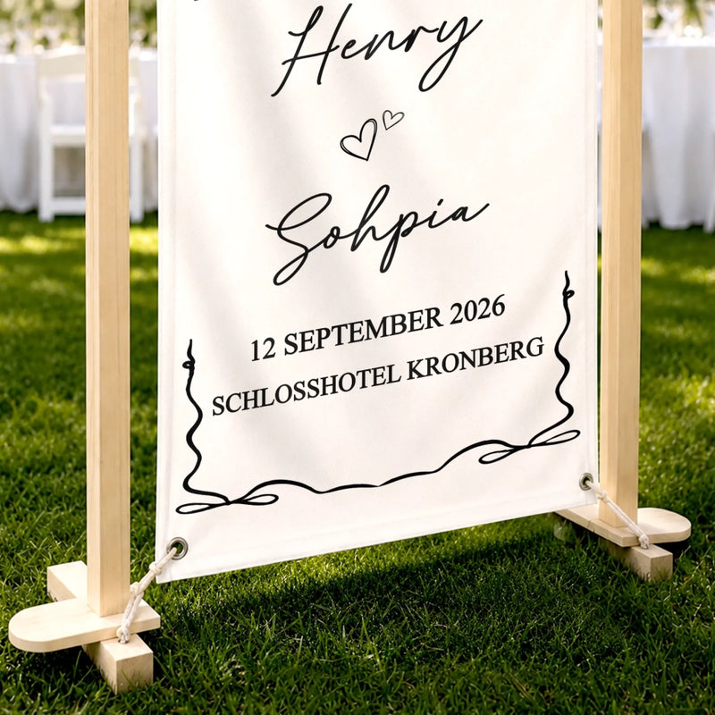Personalisiertes Willkommensbanner mit Foto – Geschenk für Brautpaare – Willkommen zu unserer Hochzeit