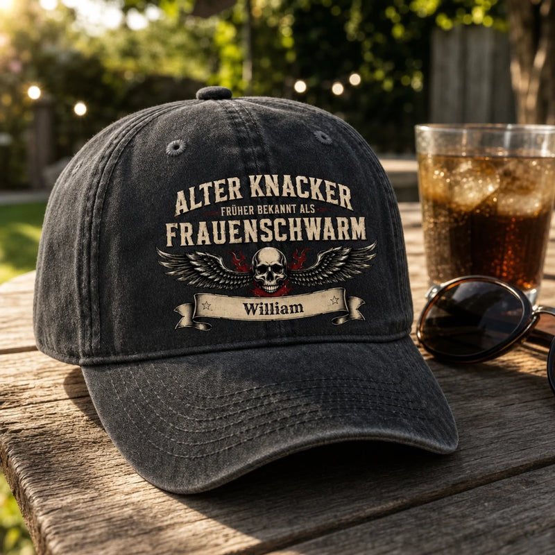 Personalisierte Cap – Individuelles Geburtstagsgeschenk für ihn, Papa, Opa oder Ehemann – Alter Knacker