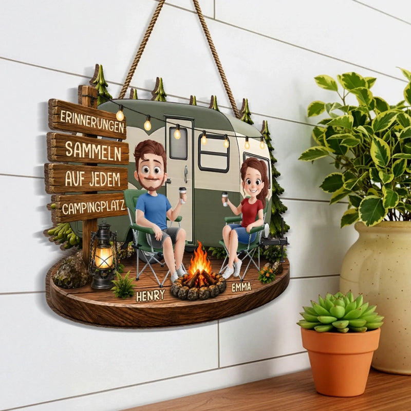 Personalisiertes Holzschild – Geschenk für Campingpaare – Mehr Camping, mehr Erinnerungen