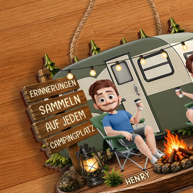 Personalisiertes Holzschild – Geschenk für Campingpaare – Mehr Camping, mehr Erinnerungen
