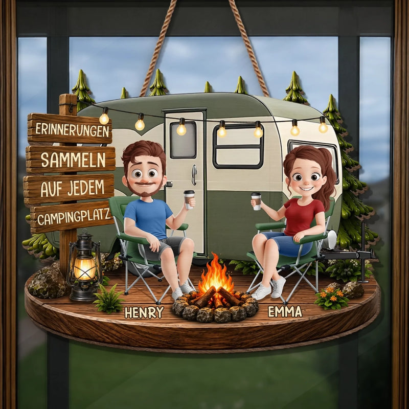 Personalisiertes Holzschild – Geschenk für Campingpaare – Mehr Camping, mehr Erinnerungen