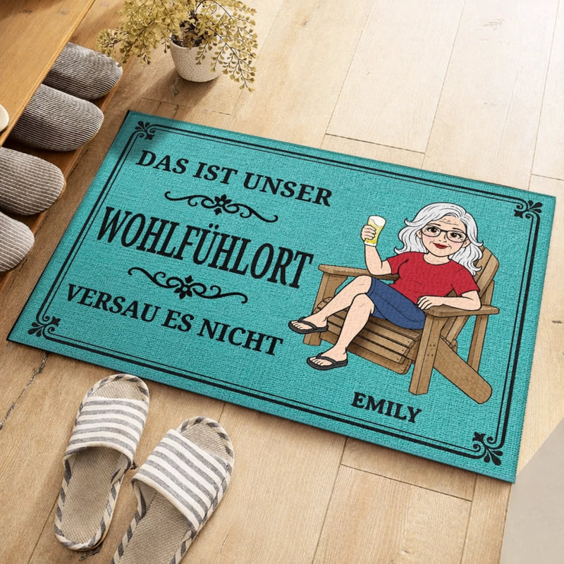 Personalisierte Fußmatte – Geschenk für Paar, Dich Selbst – Unser Wohlfühlort