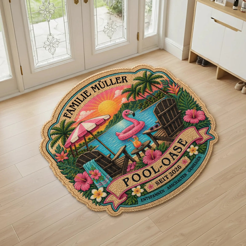 Personalisierte Fußmatte – Sommergeschenk für Paar, Familie – Sonnige Tage, glückliche Herzen