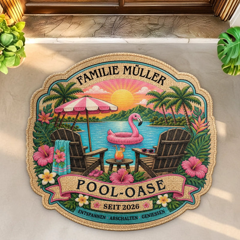 Personalisierte Fußmatte – Sommergeschenk für Paar, Familie – Sonnige Tage, glückliche Herzen