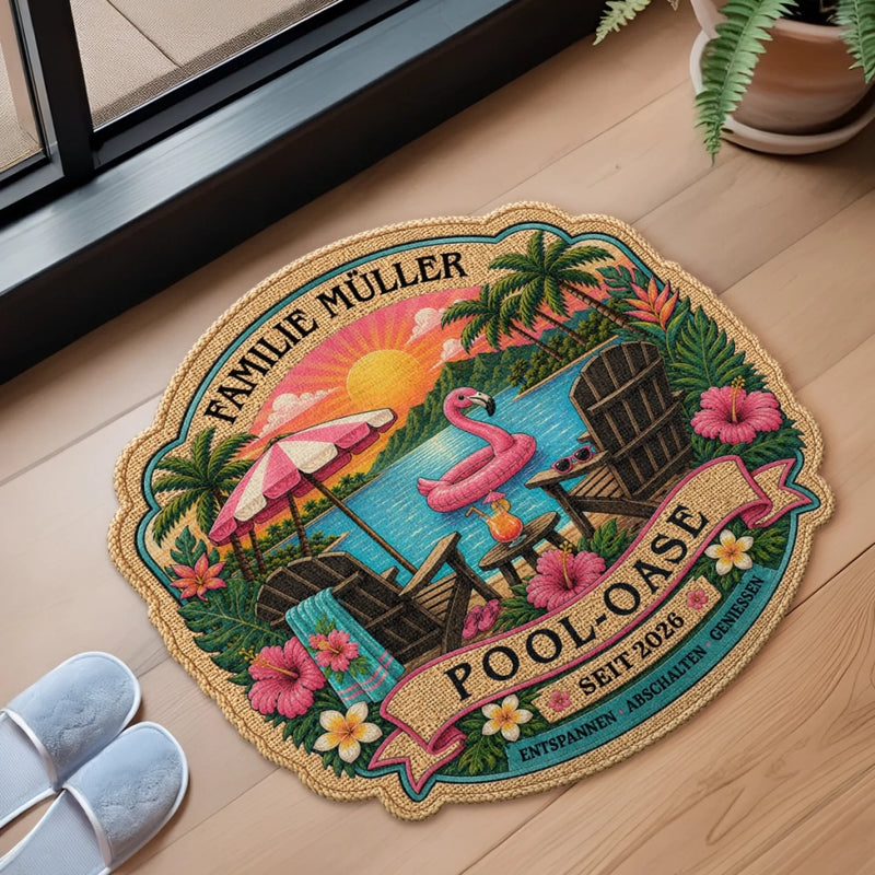 Personalisierte Fußmatte – Sommergeschenk für Paar, Familie – Sonnige Tage, glückliche Herzen