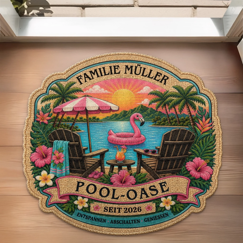 Personalisierte Fußmatte – Sommergeschenk für Paar, Familie – Sonnige Tage, glückliche Herzen