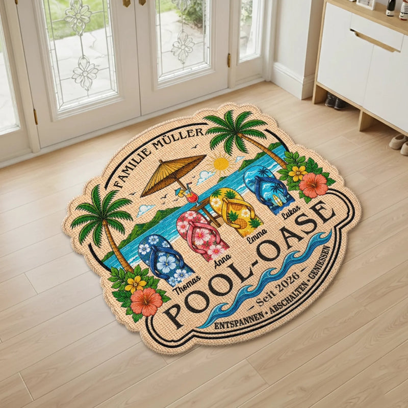Personalisierte Fußmatte – Sommergeschenk für  Familie – Sonnenschein & Familienzeit