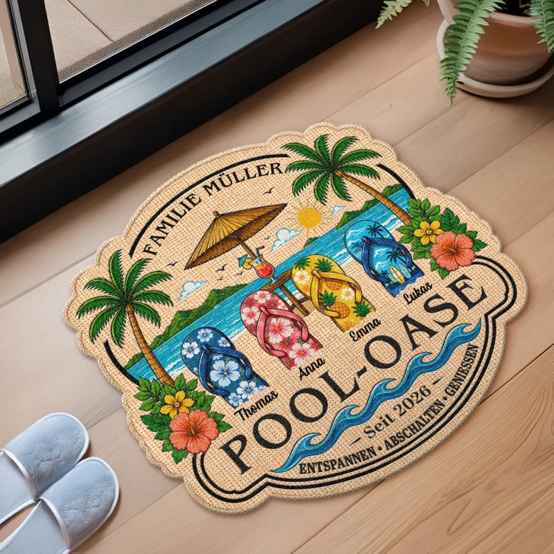 Personalisierte Fußmatte – Sommergeschenk für  Familie – Sonnenschein & Familienzeit