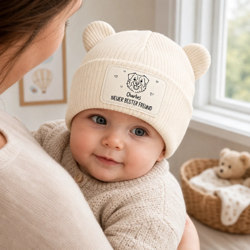 Personalisiertes Babymütze & Fäustlinge Set – Geschenk für frischgebackene Eltern – Willkommen auf der Welt