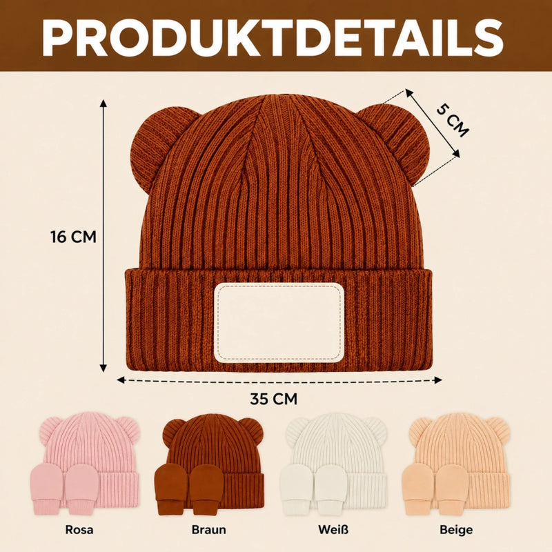 Personalisiertes Babymütze & Fäustlinge Set – Geschenk für frischgebackene Eltern – Willkommen auf der Welt