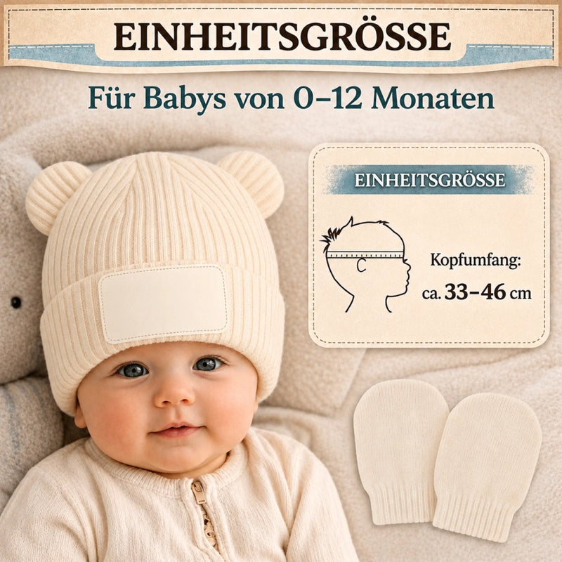 Personalisiertes Babymütze & Fäustlinge Set – Geschenk für frischgebackene Eltern – Willkommen auf der Welt
