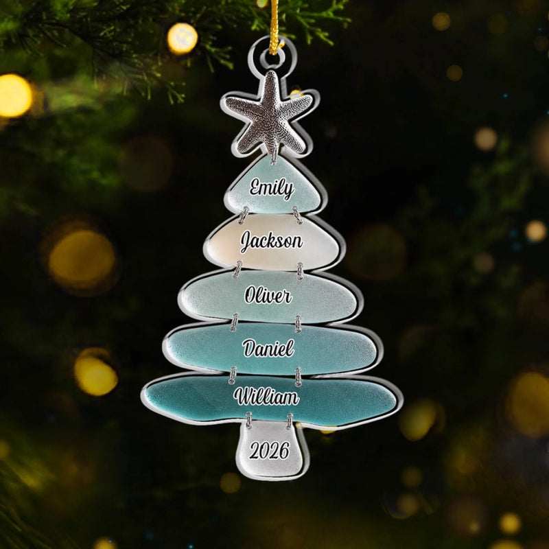 Personalisiertes Acrylornament - Weihnachtsgeschenk für Familie – Unsere Geschichte am Meer