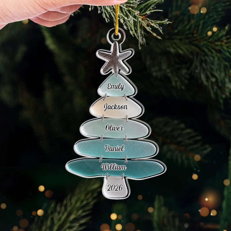Personalisiertes Acrylornament - Weihnachtsgeschenk für Familie – Unsere Geschichte am Meer