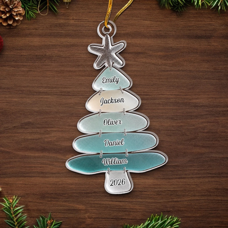 Personalisiertes Acrylornament - Weihnachtsgeschenk für Familie – Unsere Geschichte am Meer