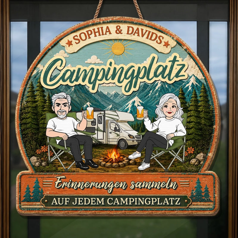 Personalisiertes Holzschild – Geschenk für Campingpaare – Camping voller Erinnerungen