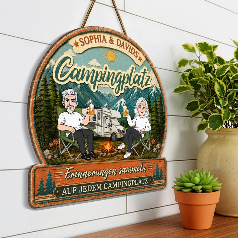 Personalisiertes Holzschild – Geschenk für Campingpaare – Camping voller Erinnerungen