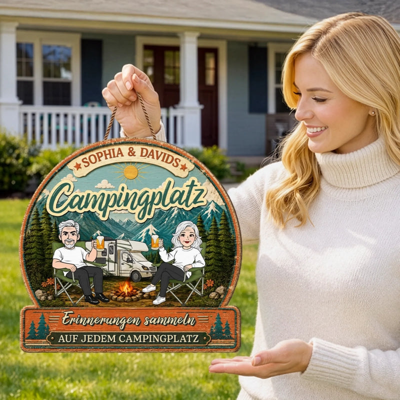 Personalisiertes Holzschild – Geschenk für Campingpaare – Camping voller Erinnerungen