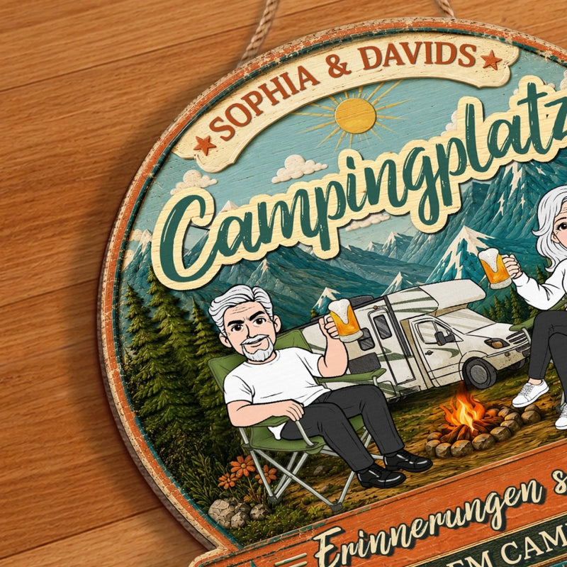 Personalisiertes Holzschild – Geschenk für Campingpaare – Camping voller Erinnerungen