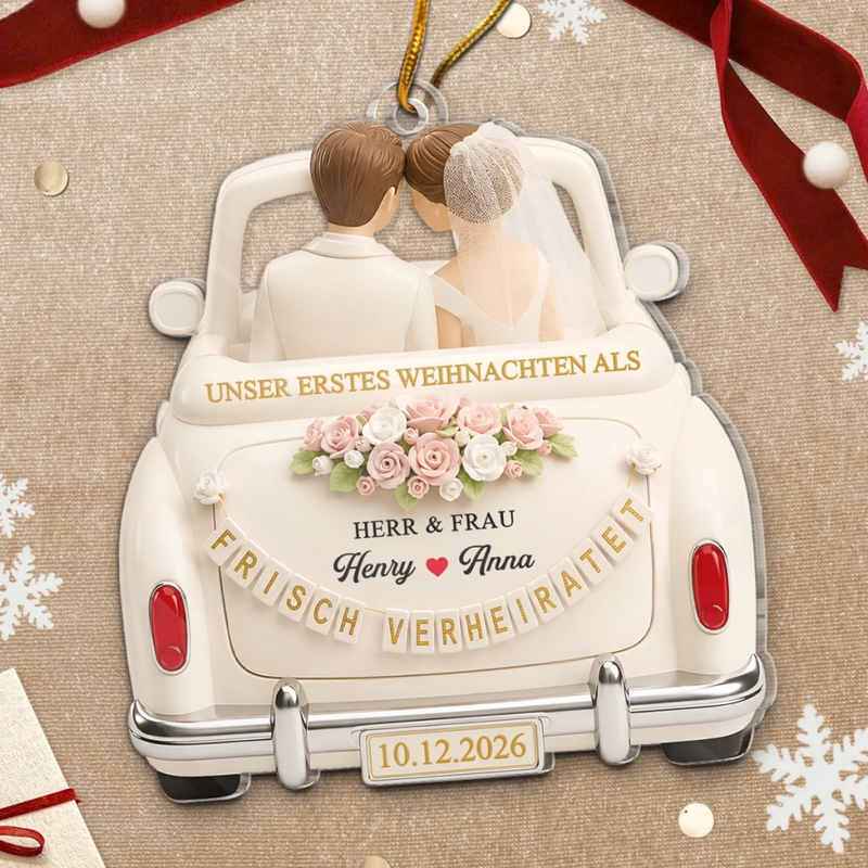 Personalisiertes Acrylornament - Weihnachtsgeschenk für Brautpaare – Frohe Weihnachten, Liebling
