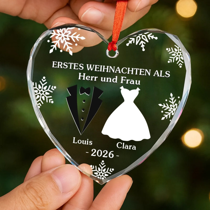 Personalisierte Glasornamente – Weihnachtsgeschenk für Paar, Ehemann, Ehefrau – Unser erstes Weihnachten