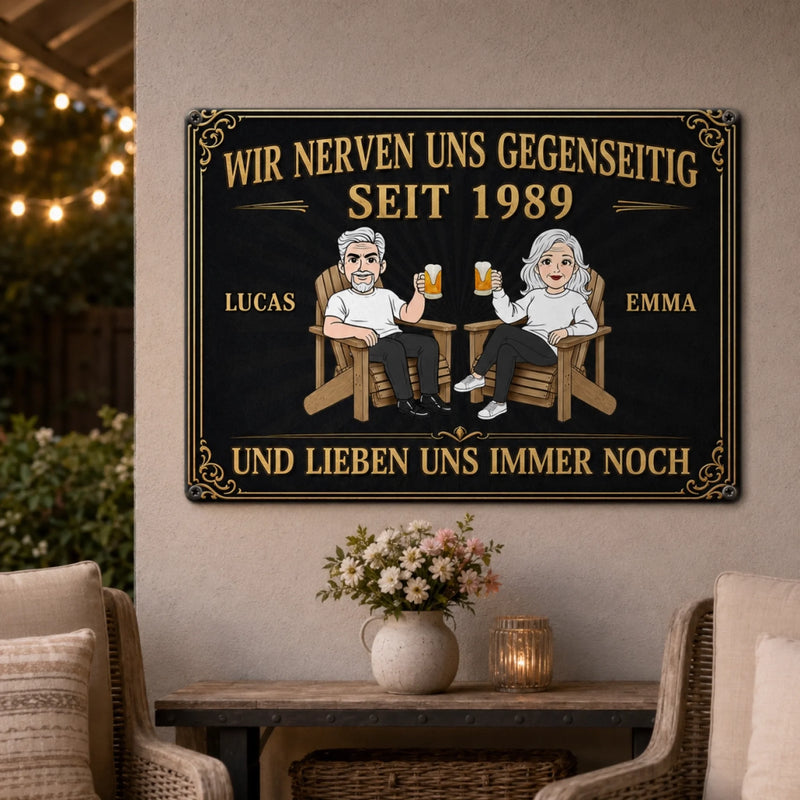 Personalisiertes Metallschild – Geschenk für Paar – Zum Glück haben wir zusammengepasst