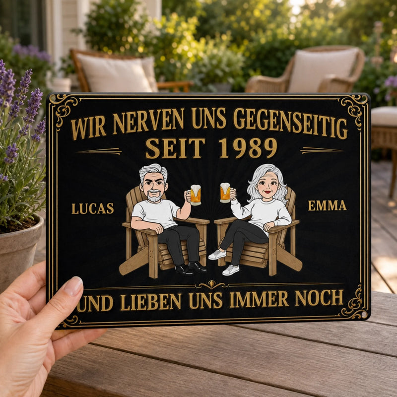Personalisiertes Metallschild – Geschenk für Paar – Zum Glück haben wir zusammengepasst