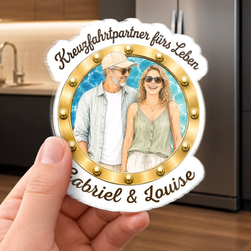 Personalisierter Acrylmagnet mit Foto – Geschenk für Paar – Kreuzfahrtpartner fürs Leben
