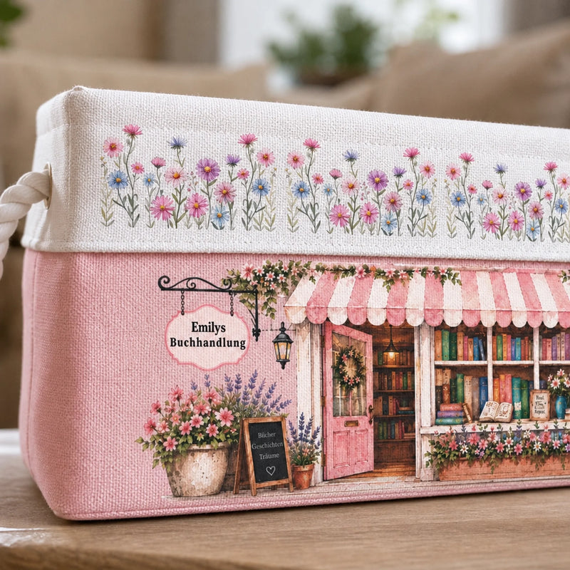 Personalisierter Aufbewahrungskorb – Geschenk für Buchliebhaber – Mein Buchladen
