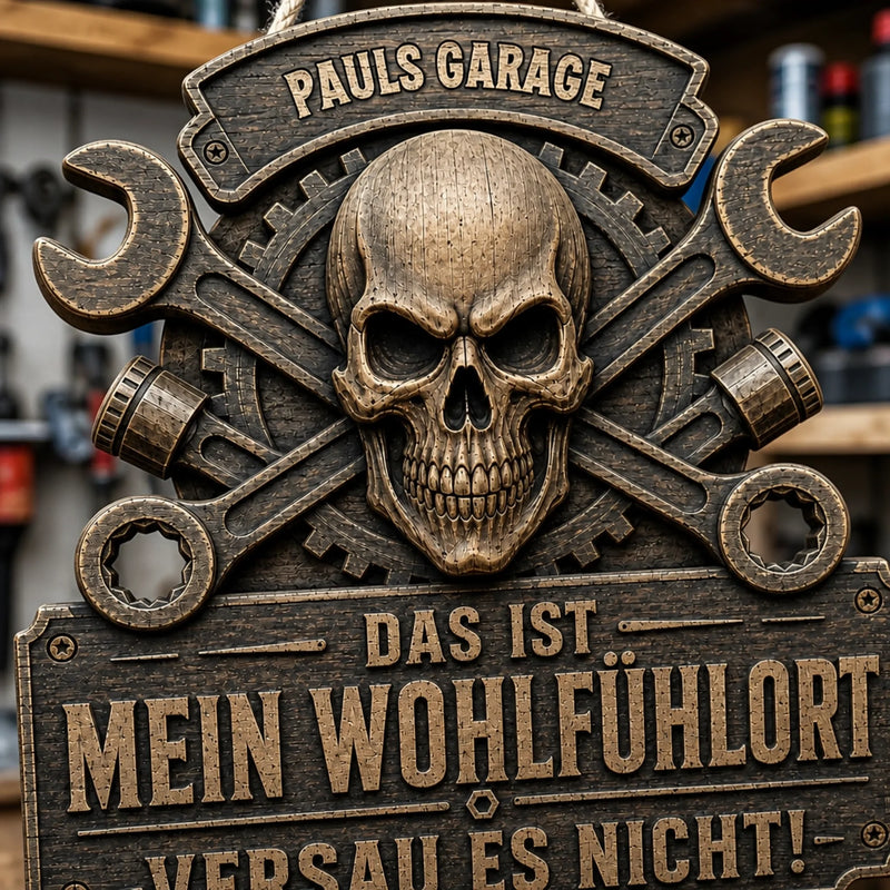 Personalisiertes Holzschild für Papa – Geschenk für Mechaniker, Schrauber & Männer – Das ist mein Wohlfühlort
