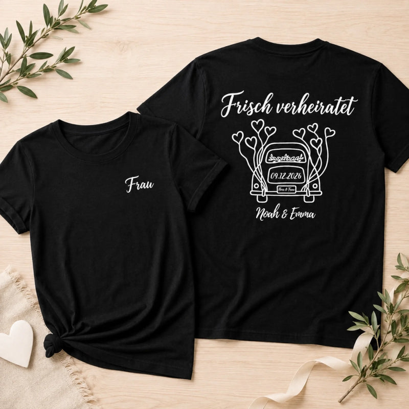 Personalisiertes Paar-T-Shirt – Geschenk für Paare, Braut, Bräutigam und Frischvermählte – Herr & Frau