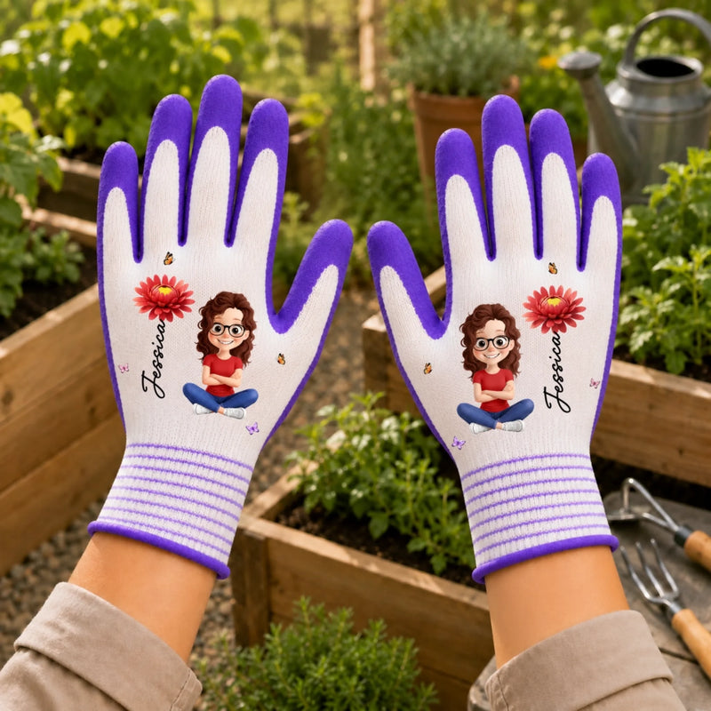 Personalisierte rutschfeste Gartenhandschuhe – Geschenk für Gärtnerin & Pflanzenliebhaber – Das Glück wächst im Garten