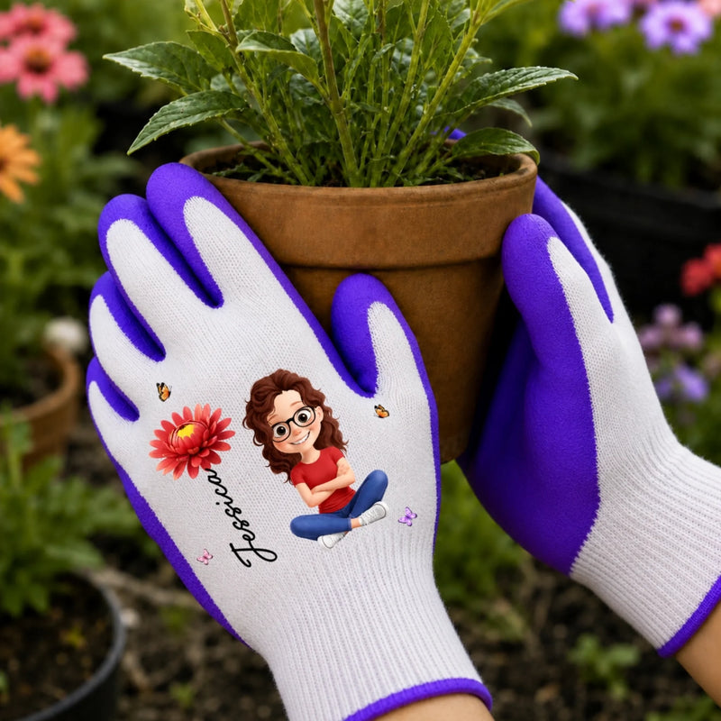 Personalisierte rutschfeste Gartenhandschuhe – Geschenk für Gärtnerin & Pflanzenliebhaber – Das Glück wächst im Garten