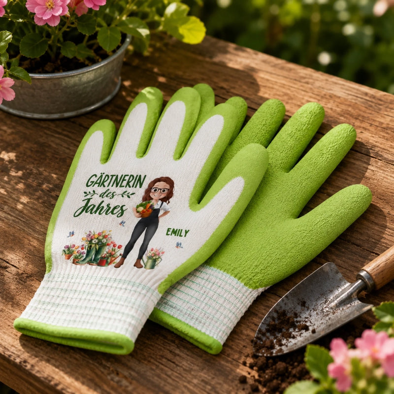 Personalisierte rutschfeste Gartenhandschuhe – Geschenk für Gärtnerin & Pflanzenliebhaber – Finde Frieden im Garten