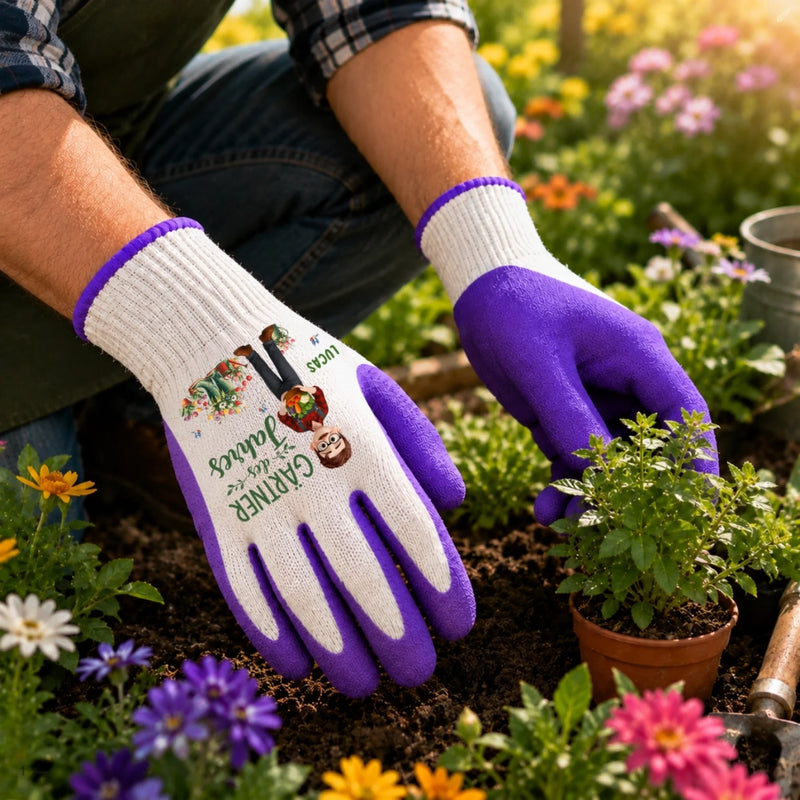 Personalisierte rutschfeste Gartenhandschuhe – Geschenk für Gärtnerin & Pflanzenliebhaber – Finde Frieden im Garten
