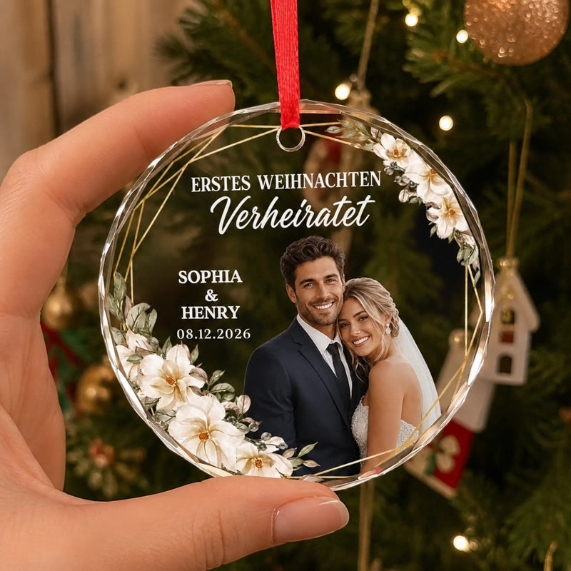 Personalisierte Glasornamente mit Foto – Weihnachtsgeschenk für Paar – Erstes gemeinsames Weihnachten