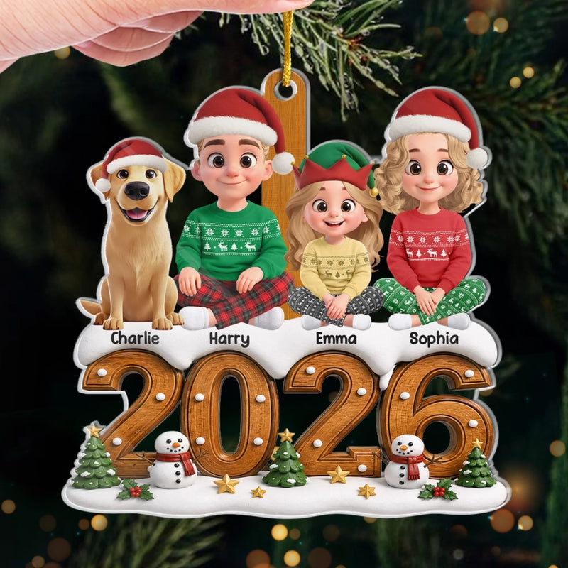 Personalisiertes Acrylornament – Weihnachtsgeschenk für Familie – Eingehüllt in weihnachtliche Liebe
