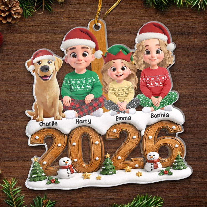 Personalisiertes Acrylornament – Weihnachtsgeschenk für Familie – Eingehüllt in weihnachtliche Liebe