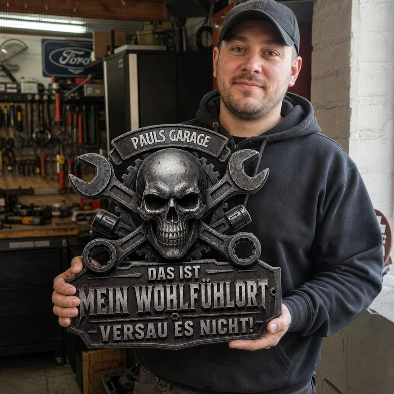 Personalisiertes Metallschild in Wunschform – Geschenk für Familien – Mein Wohlfühlort
