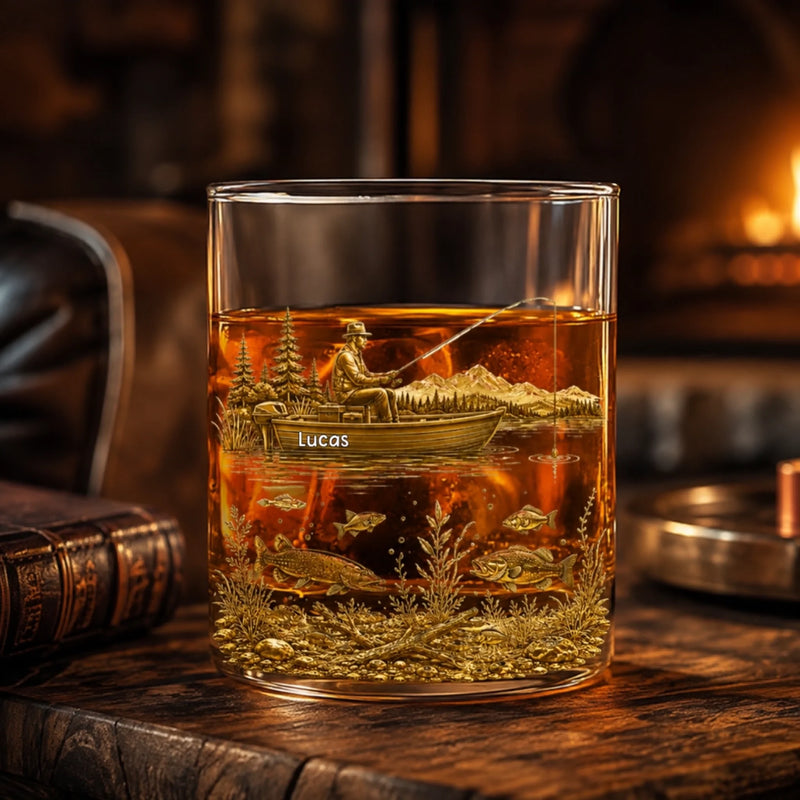 Personalisiertes Whiskyglas – Geschenke für Angler – Angeln, Whisky