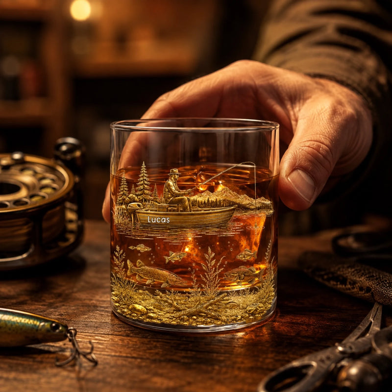 Personalisiertes Whiskyglas – Geschenke für Angler – Angeln, Whisky