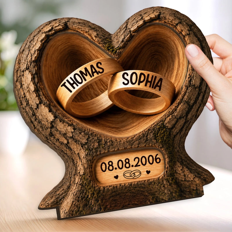 Personalisierte zweilagige Holzplakette – Geschenke für Paar – Zwei Herzen vereint zu einem