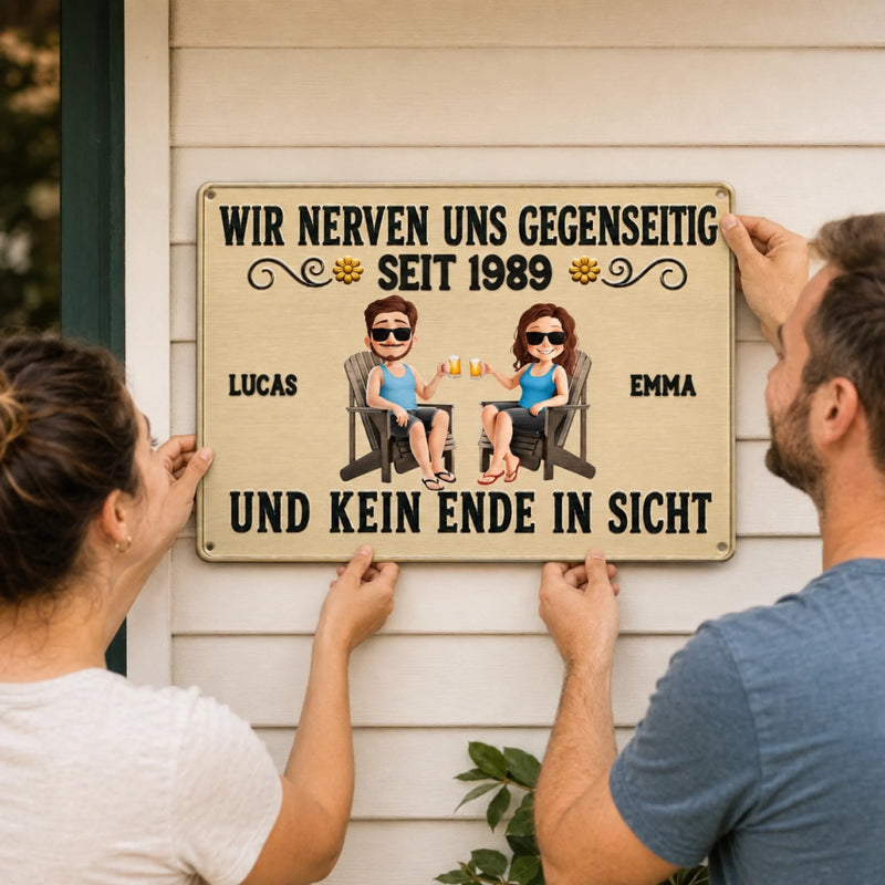 Personalisiertes Metallschild – Geschenk für Paar – Seit Jahren ein Team