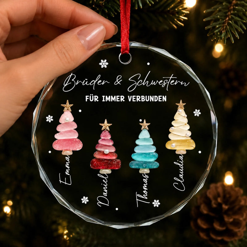 Personalisierte Glasornamente – Weihnachtsgeschenk für Geschwister – Zusammen
