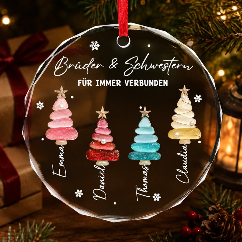 Personalisierte Glasornamente – Weihnachtsgeschenk für Geschwister – Zusammen