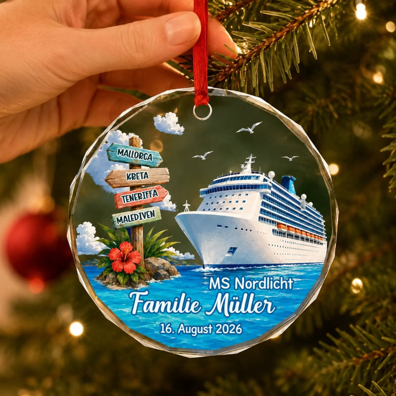 Personalisierte Glasornamente – Weihnachtsgeschenk für Familie – Familie Kreuzfahrtschiff