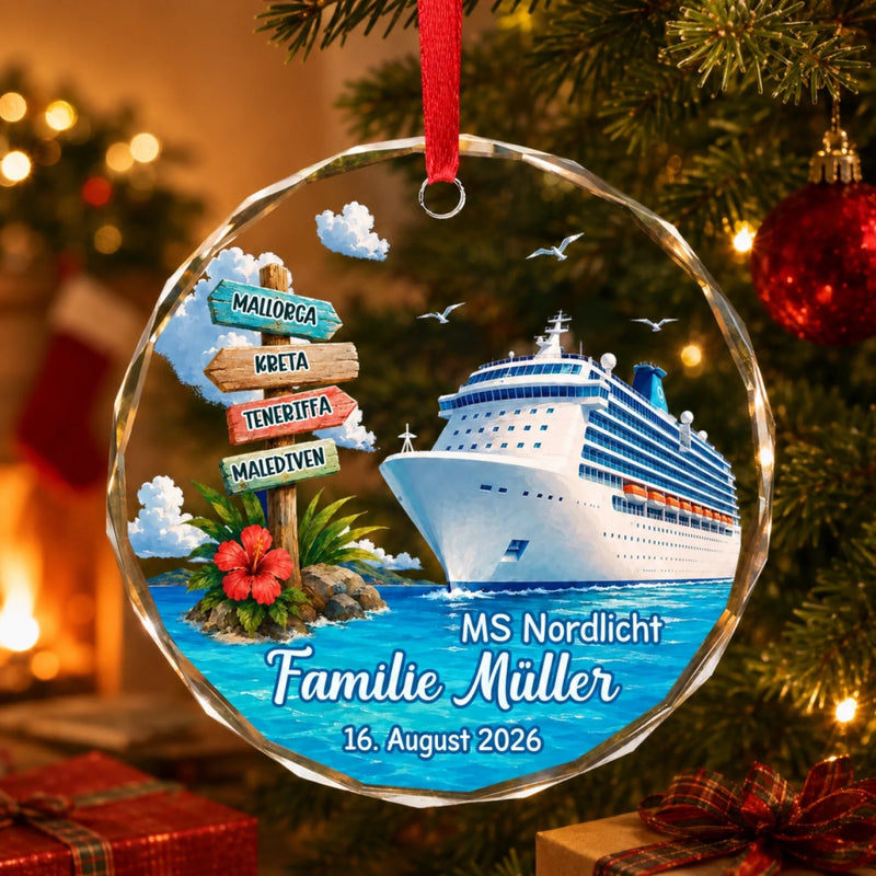 Personalisierte Glasornamente – Weihnachtsgeschenk für Familie – Familie Kreuzfahrtschiff