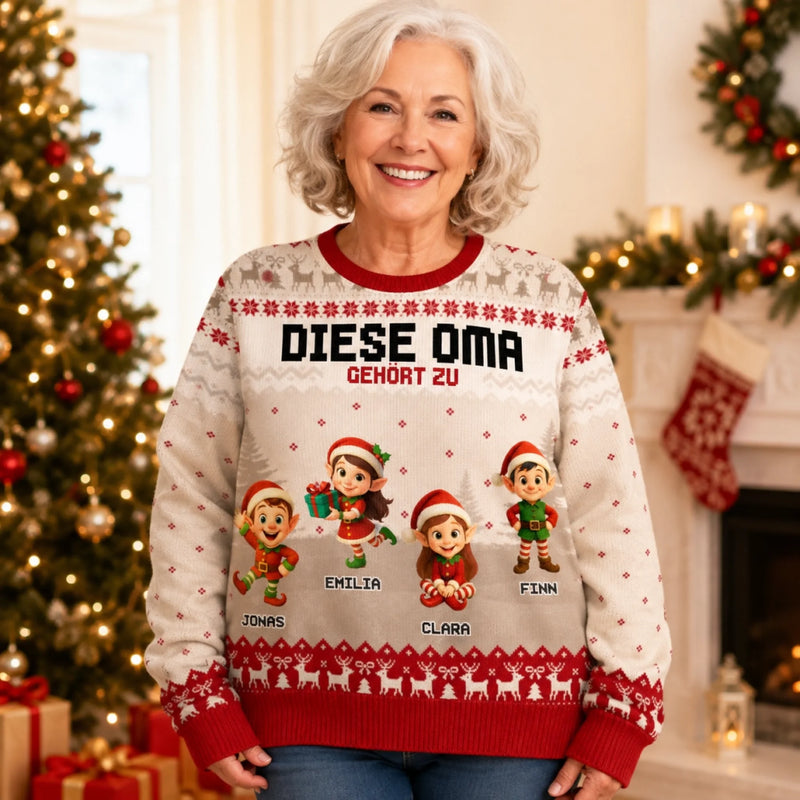 Personalisiertes Weihnachtssweatshirt – Weihnachtsgeschenk für Opa, Oma – Süßesten Elfen der Stadt