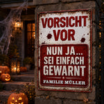 Personalisiertes Metallschild – Halloween-Geschenk für Familien – Spukhaus der Hexe