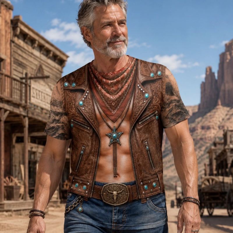 Personalisiertes Allover bedrucktes T-Shirt - Geschenke für Männer - Cowboy Six Pack