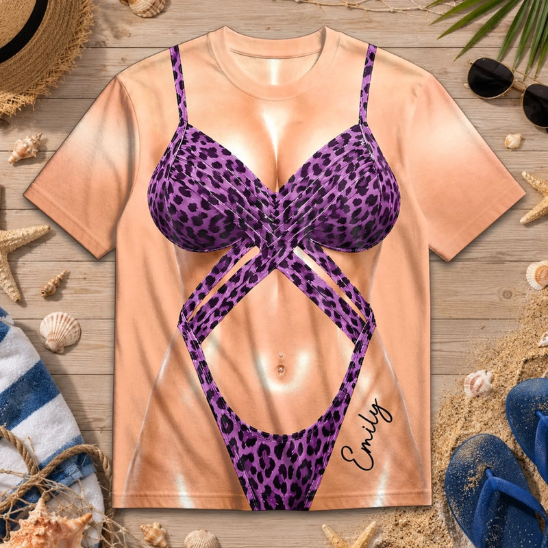 Personalisiertes Allover bedrucktes T-Shirt - Geschenke für Frauen - Salzige Luft, freie Seele